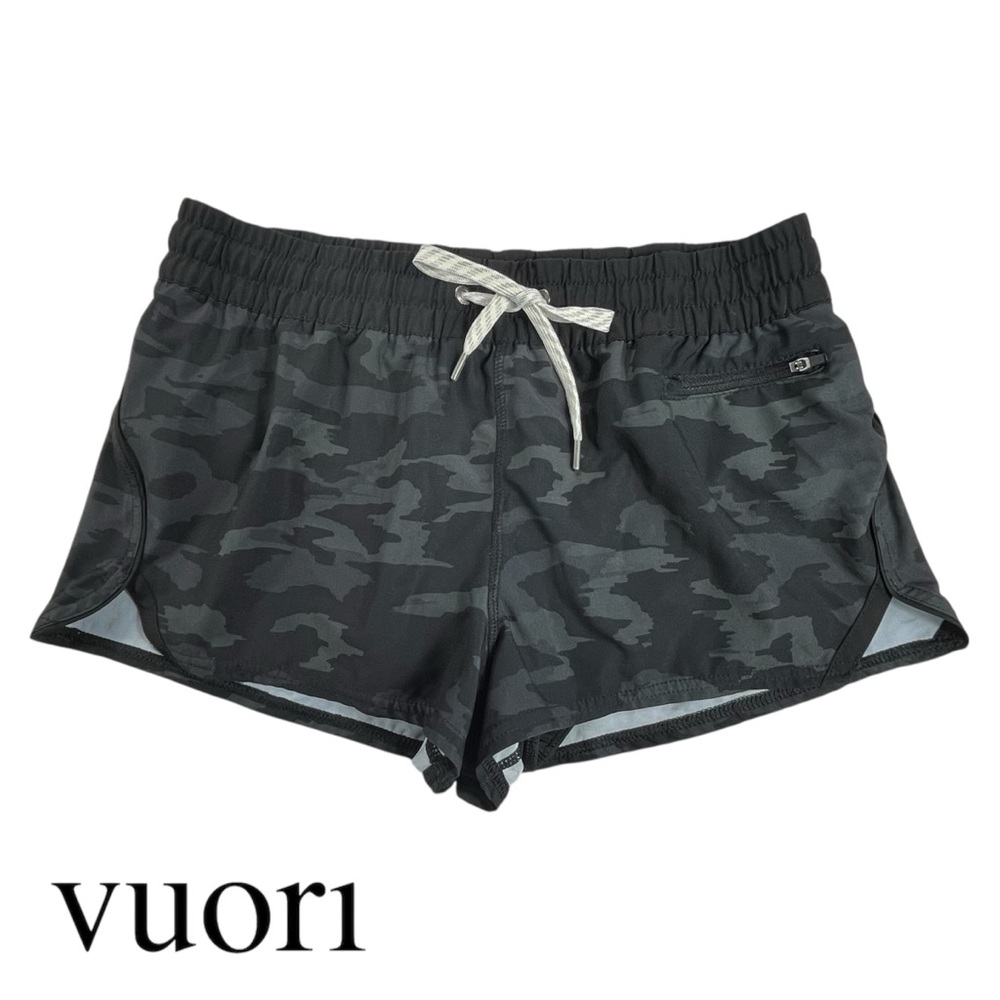 Vuori Clementine Shorts 2.0 Women’s Medium Black Camo Zip Pocket‎ Lined